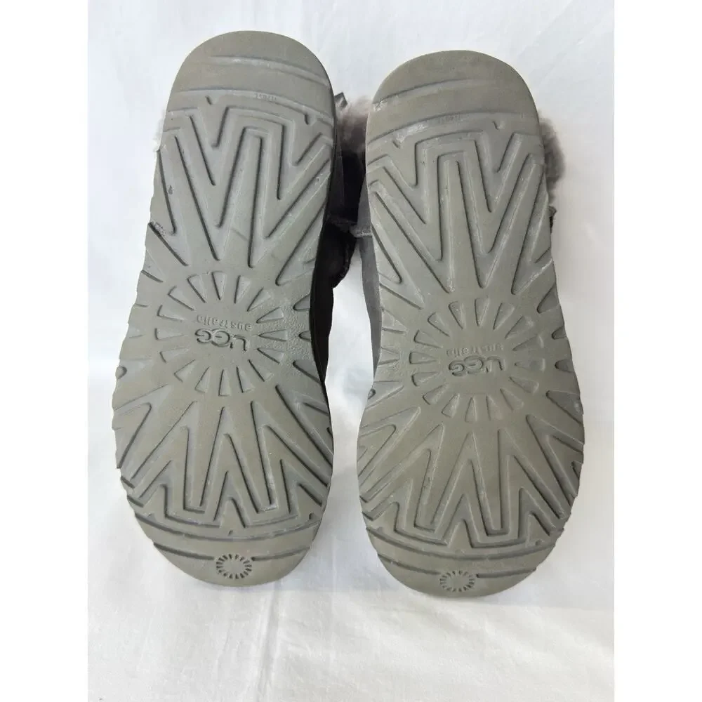 UGG Mini Bailey Bow II Boots Gray Suede Women’s Size 9 Cozy Winter Shoes.